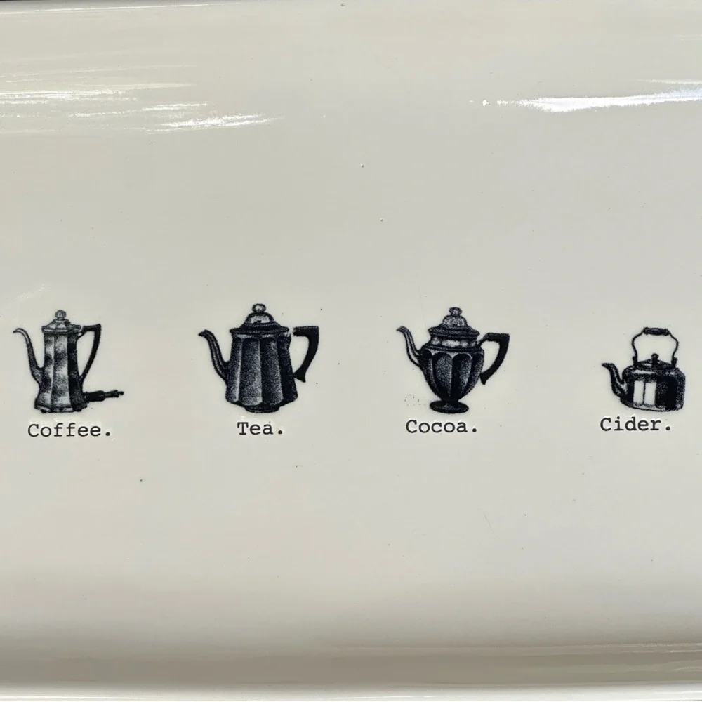 Rae Dunn Coffee Tea Cocoa Cider Icon Platter Serving Tray 2017 OG HTF NWT